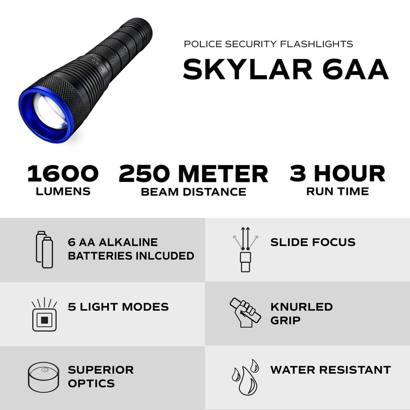 Police Security Skylar Flashlight, 6AA