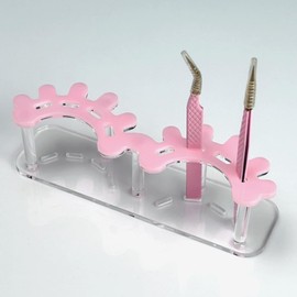 LIXIMMAZN 8 Holes Tweezers Holder, Acrylic Eyelash Extensions Supplies Organizer, Cosmetic Beauty Tweezers Display (Pink)
