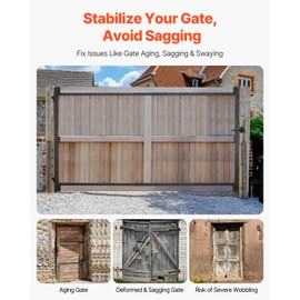 VEVOR Gate Building Kit, Fits 60 to 96 in Wide Openings, Up from 6 to 7 ft High Fence, Adjustable Gate Building Kit, Anti Sag Full Gate Frame Kit with Latch Lock, Screw, for Wooden Fence, Iron, Black