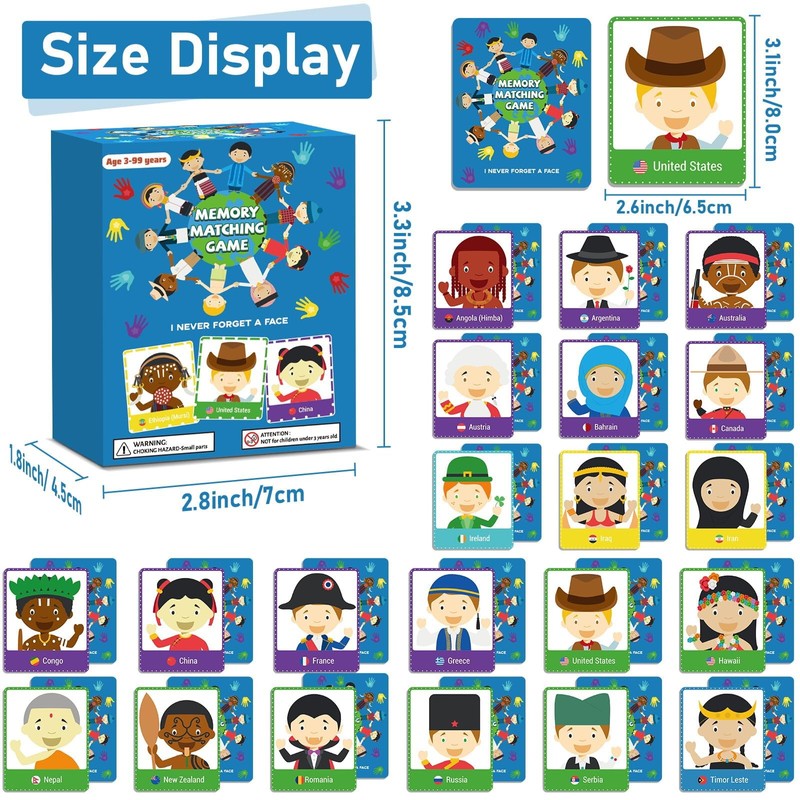 gisgfim 50 Pairs Memory Matching Game Never Forget a Face