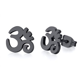 Pendientes unisex de Buda Namaste Ohm Om Aum Sánscrito Símbolo de acero inoxidable para yoga hindú
