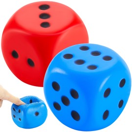 Zomiboo 2 Pcs Large Foam Dice Soft Jumbo Dot Learning 6 Sided Fake Giant Dice Anxiety Relieve Gifts for Stress Relief(Red, Blue,3.93 Inch)