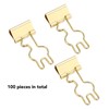 100Pcs Bunny Binder Clips Gold Cute Handle Durable Metal Multifunction
