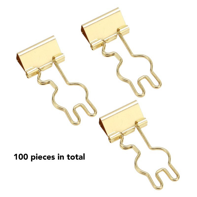 100Pcs Bunny Binder Clips Gold Cute Handle Durable Metal Multifunction