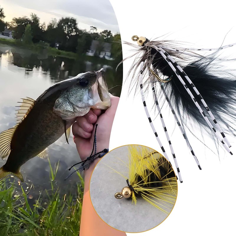Briny River 6Pcs Two-color Wet Fly Streamline Fishing Hooks Suitable