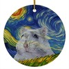 Whimsical Night Sky Grey Hamster Christmas Ornament Circle Ceramic -