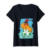 Womens Cartoon Chicken Character In Shorts For Kids V-Neck T-Shirt