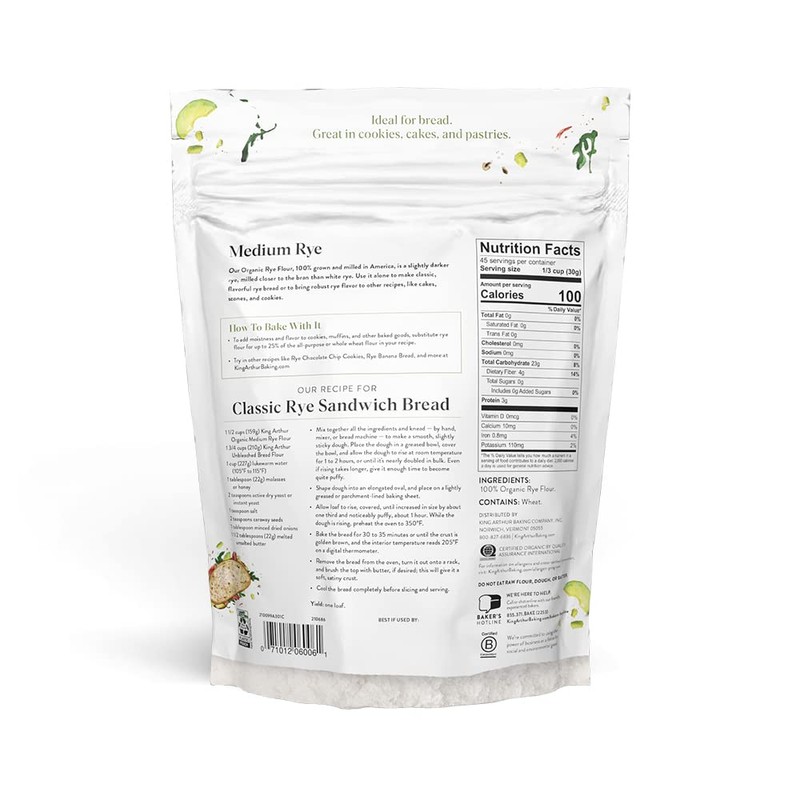 King Arthur Baking Organic Medium Rye Flour - 3 lbs