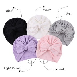 Baby Girl Cotton Newborn Hospital Hat Infant Caps Bow Baby Beanie Hats for Girls Spring Summer 0-36 Months (5 PCS- F, 0-3 Years)