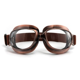 evomosa Vintage Motorcycle Goggles Sports Glasses for Motorcycles (Transparent Copper Lens)