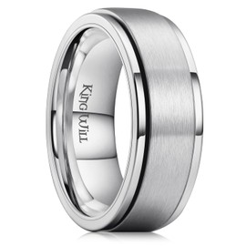 King Will 8mm Stainless Steel Spinner Ring For Men Women Stress Anxiety Relief Ring Fidget Ring For Unisex Adults Teens Brushed Surface Comfort Fit 7