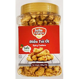 Spicy Cashews, Natural Snack, 1 lb (450g) Jar