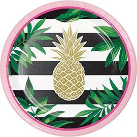 Creative Converting Pineapple Wedding Foil Stamp Party Lunch Plates, 0.5x6.875x6.875in, Multicolor