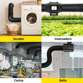 Manguera de Ventilación Flexible de 4 pulgadas, 8 pies, ​Conducto,Tubo de Ventilación de PVC y Aluminio para Ventilación HVAC Secadora de Protección de Cuatro Capas para Calefacción