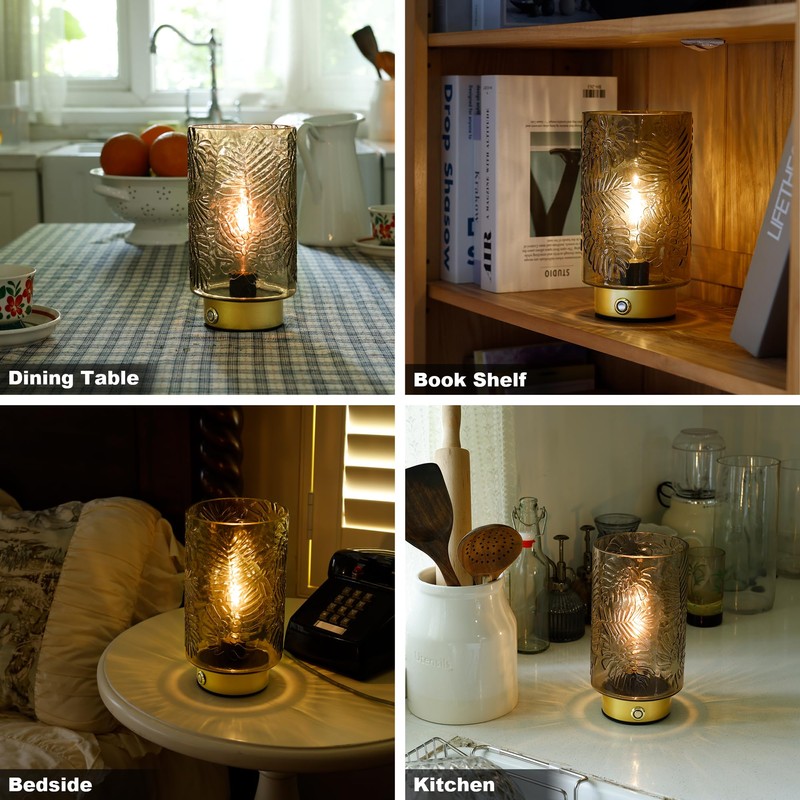 ULAROOM Cordless Lamps Rechargeable Battery Operated lamp,Glass Table Lamp Remote
