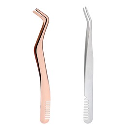 2 Pcs Eyelash Tweezers, Stainless Steel Eyelash Extension Tweezers, Lash Tweezer with Comb