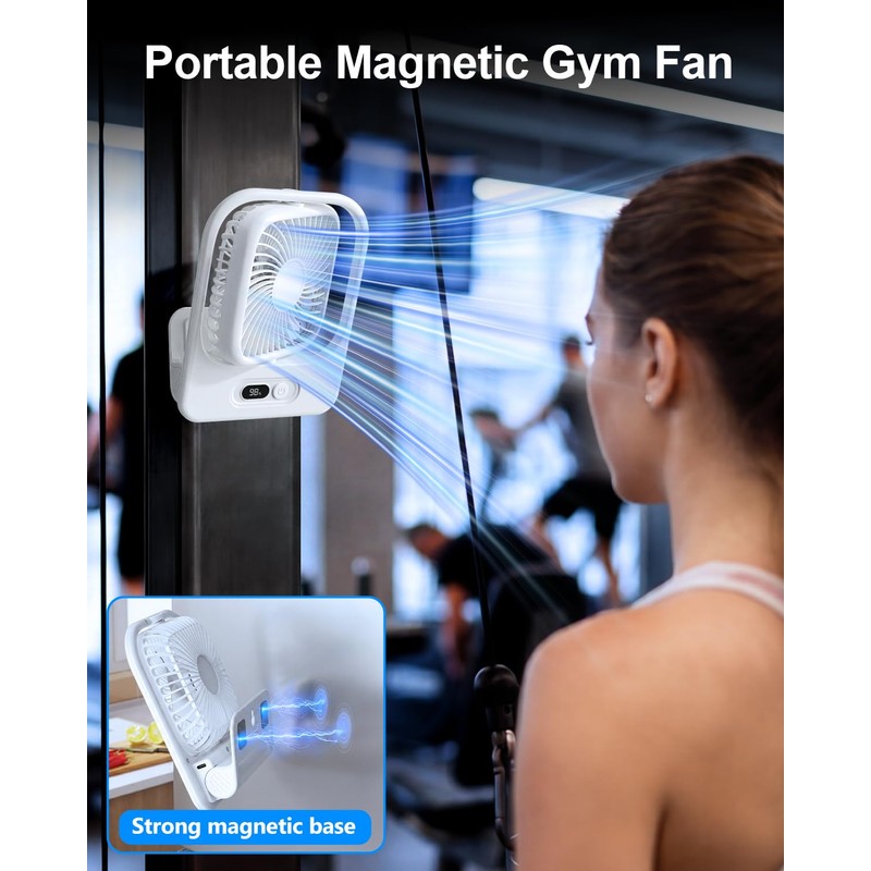 Ultra Thin Magnetic Fan with LED Display, 3000mAh Rechargeable -