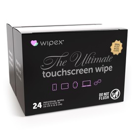Wipex Screen Wipes for Electronics - 24 Individually Wrapped, Plant-Based Car Screen Cleaner and Computer Screen Wipes, Large Soft Phone Wipes (5.9"x4.92") - (2 Pack)