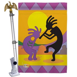 Southwest Kokopelli House Flag Eagle Set Regional Desert Cactus Country Succulent Particular Area Small Decorative Gift Yard Banner Double-Sided Made in USA 28 X 40