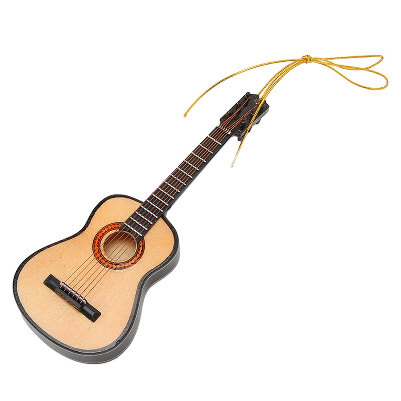 Guitar Model Lifelike Decorative Wooden Miniature Guitar Ornament for Christmas