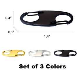 3 Pcs Stainless Steel Anti-Theft Clip Locks, Security Hooks for Luggage, Clothing, Backpacks, Boots, Purses & Travel | Black,Silver,Gold