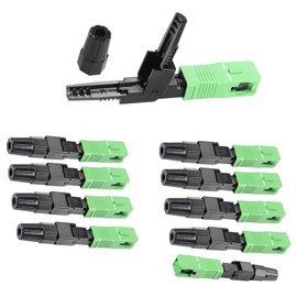 NIYATA Pack of 10 Quick Connectors, Fibre Optic Connector, SC/APC, Fibre Optic Connector, SC Cold Splice APC Flip Top, without RoHS, for Fibre Optic Communication Systems