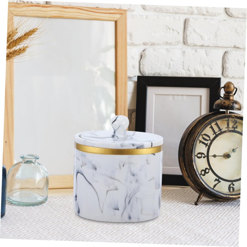 Gatuida Elegant Marble Cotton Swab Box Compact Makeup Pad Holder