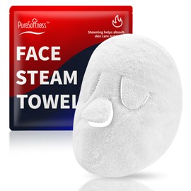 PureSoftness Face Steam Towel with Headband. Reusable Facial Steamer Spa Towels for Women Girls. 2-in-1 Care. Steam Serum Cream Absorption. Cool Calming Moisturizing