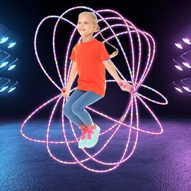 Glowing Skipping Rope, LEDs Jump Rope for Kids Men Women Jumping Fitness- Adjustable Size & Colorful Lights,Glow in The Dark Party Supplier| Tangle- Free Jumping Rope- Pink