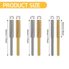 24pcs Diamond Chainsaw Sharpener 3 Sizes (4/4.8/5.5mm) Chainsaw Sharpening Grinding Chain High Hardness Grinding Stone Sharpening Kit for Electric Grinders Drills, Oil Saw Chains & Stone Polishing