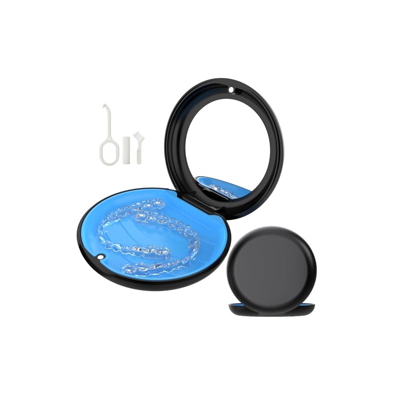 VCAREU Retainer Case with Mirror, Slim Aligner Case Compatible with