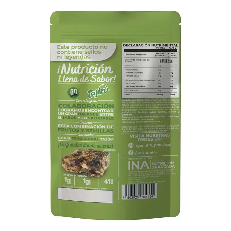 60 Pack Snack Bocado Frutas Y Semillas Sazonada Tajín Vegano