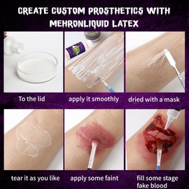 2 Pieces Liquid Latex SFX Halloween Make-Up Set, Halloween Liquid Latex, Latex Wound Make Up for Masks, Latex Milk, Halloween Makeup Latex, 100 ml