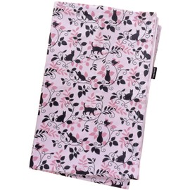 CAMEL PALMS 100% Cotton Futon Cover, For Futons 39.4 x 78.7 inches (100 x 200 cm), Single Side (41.3 x 80.7 inches (105 x 205 cm), Antibacterial and Odor Resistant, Black Cat Pattern, Pink