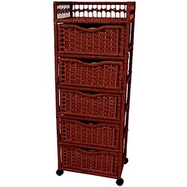 Red Lantern 46" Natural Fiber Chest Wheels-Mahogany Unit, 5 Drawer