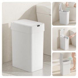 LYNLOO Vertical to Open, Touchless Motion Sensor Bathroom Trash Can with Lid, Automatic Trash Can for Bathroom, 2.4 Gallon Slimline for Bedroom, Office，Kitchen，Bathroom Garbage Can, 9L