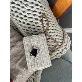 Beam Bomb Woman's Fashion Wollen Cloth Tweed Style Purse/Handbag/Satchel Adjustable Chain Shoulder Bag Crossbody Clutch Evening Bag designer Inspired (White Designed)