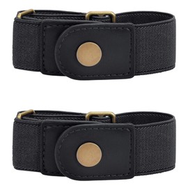 2PC No Buckle Stretch Belt Elastic Waist Belt Women No Buckle Elastic Belt Stretch Web Belt Elastic Belt Invisible Belt Buckle Elastic Invisible Belt Women Buckle Free Belt Buckleless Belt for Women