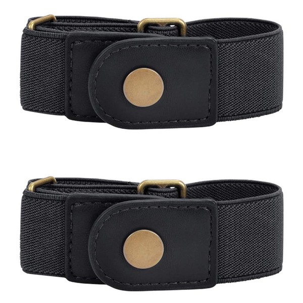 2PC No Buckle Stretch Belt Elastic Waist Belt Women No