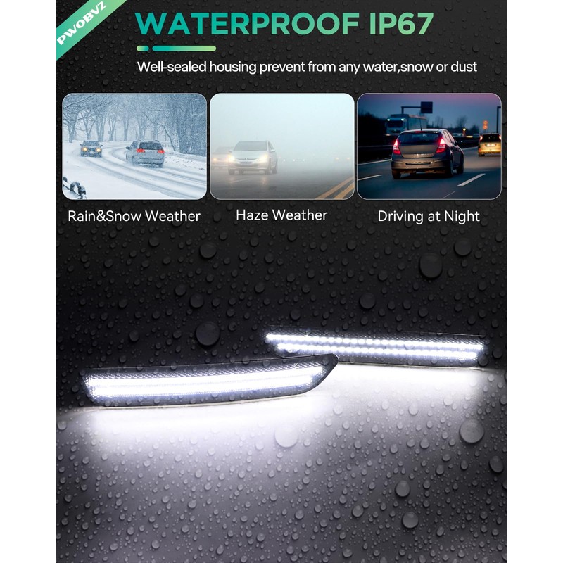 PWOBVZ Dynamic Front & Rear White Side Marker Lights Compatible