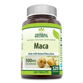 Herbal Secrets Maca Supplement | 500 Mg Per Serving | 120 Tablets | Non-GMO | Gluten Free | Made in USA