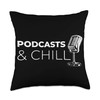 Podcasts And Chill Vintage Microphone Lover Throw Pillow