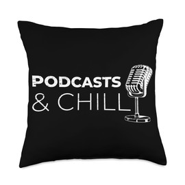 Podcasts And Chill Vintage Microphone Lover Throw Pillow