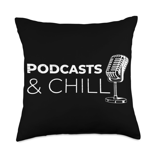Podcasts And Chill Vintage Microphone Lover Throw Pillow