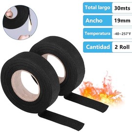 2 rollo Cinta de Aislar De Tela Automotriz,Resistente Altas Temperaturas,Antidesgaste,Sin Residuos,Cinta Autoadhesiva de Tela para Arnés de Cables,Mot