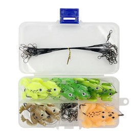 FOLANDO 30pcs Lifelike Frog Lure Kit with Weedless Hooks & Bite-Resistant Connectors – Soft Rubber Fishing Bait Set for Bass, Pike, and Freshwater Fishing