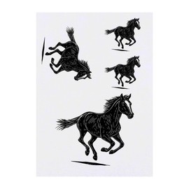 4 x 'Horse Running ' Temporary Tattoos - Water Resistant, Skin-Safe, Non-Toxic Transfers, Mixed Sizes (TO00081074)