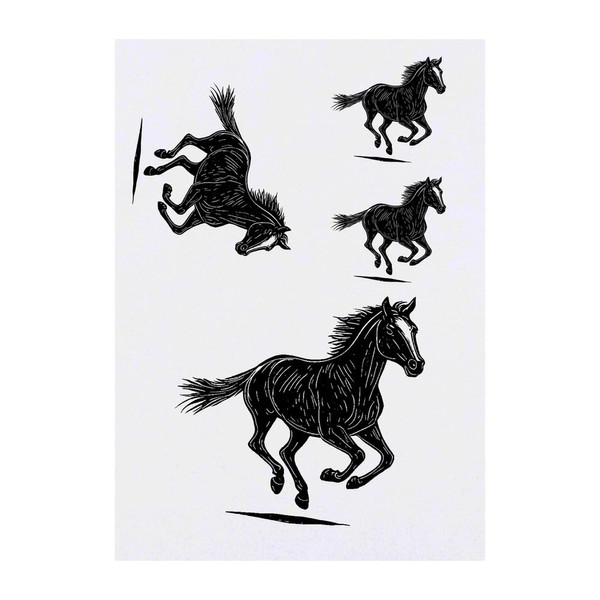 4 x 'Horse Running ' Temporary Tattoos - Water Resistant,