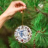 Lotacy Greece Greek Flag Christmas Ceramic 2D Ornament with Symbols,