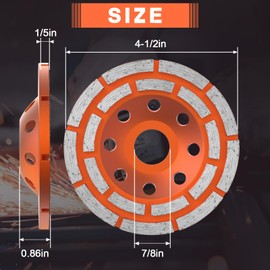 4 1/2 Inch Diamond Concrete Grinding Wheel for Angle Grinder and Concrete Grinding Wheel Cleaning Stone Surface, Cement, Granite, Double Row Diamond Cup Wheel